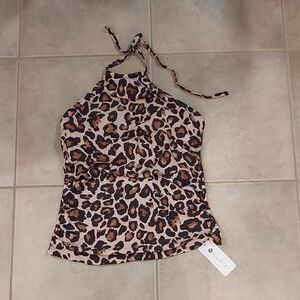 Chic Leopard Print Halter Tank Top